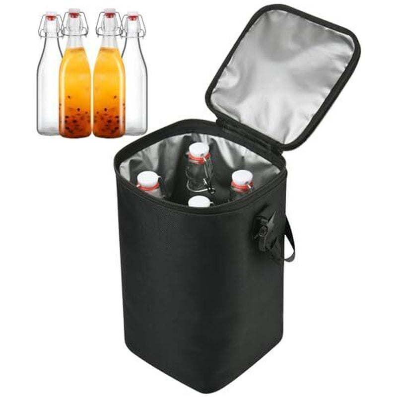 Beautyflier Flip Top Glass Bottles Carrying Bag, Hold 4 Bottles 16Oz/500Ml