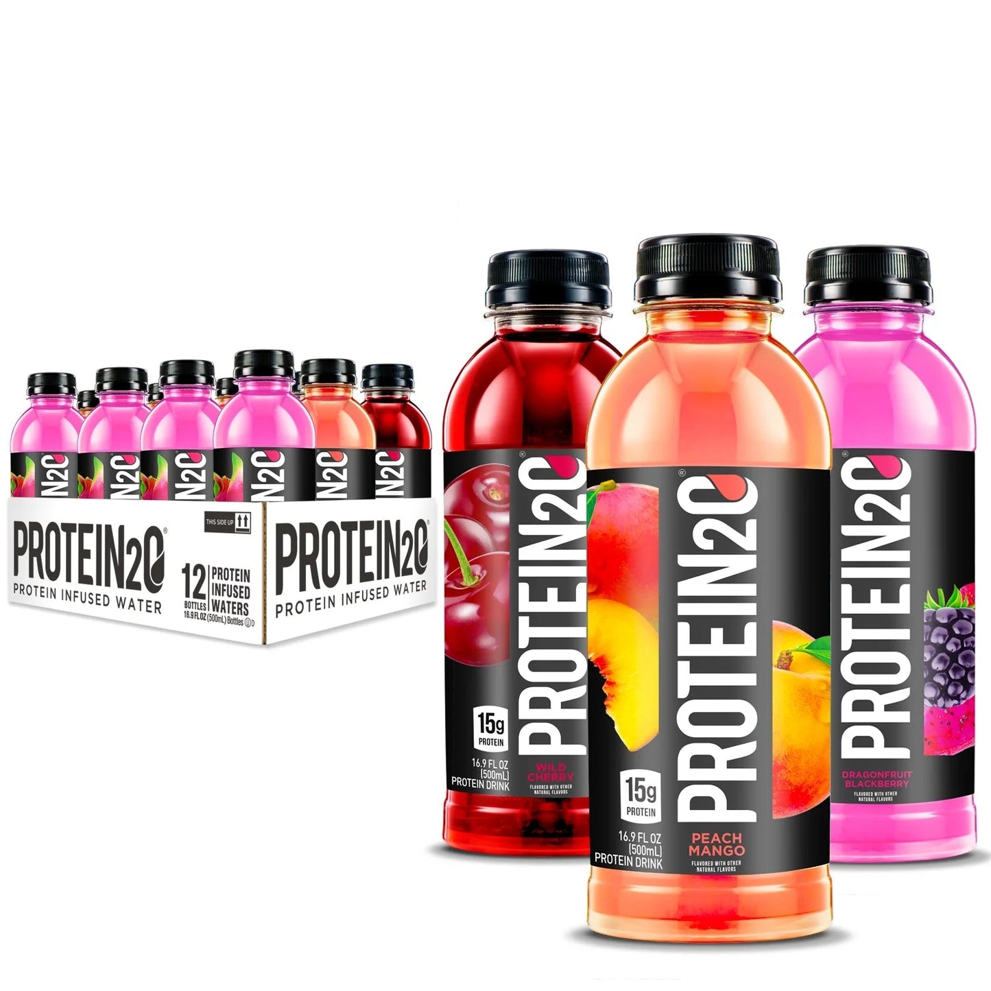 Whey Protein Infused Water Variety Pack - 15G Protein, 16.9 Fl Oz (Pack of 12)
