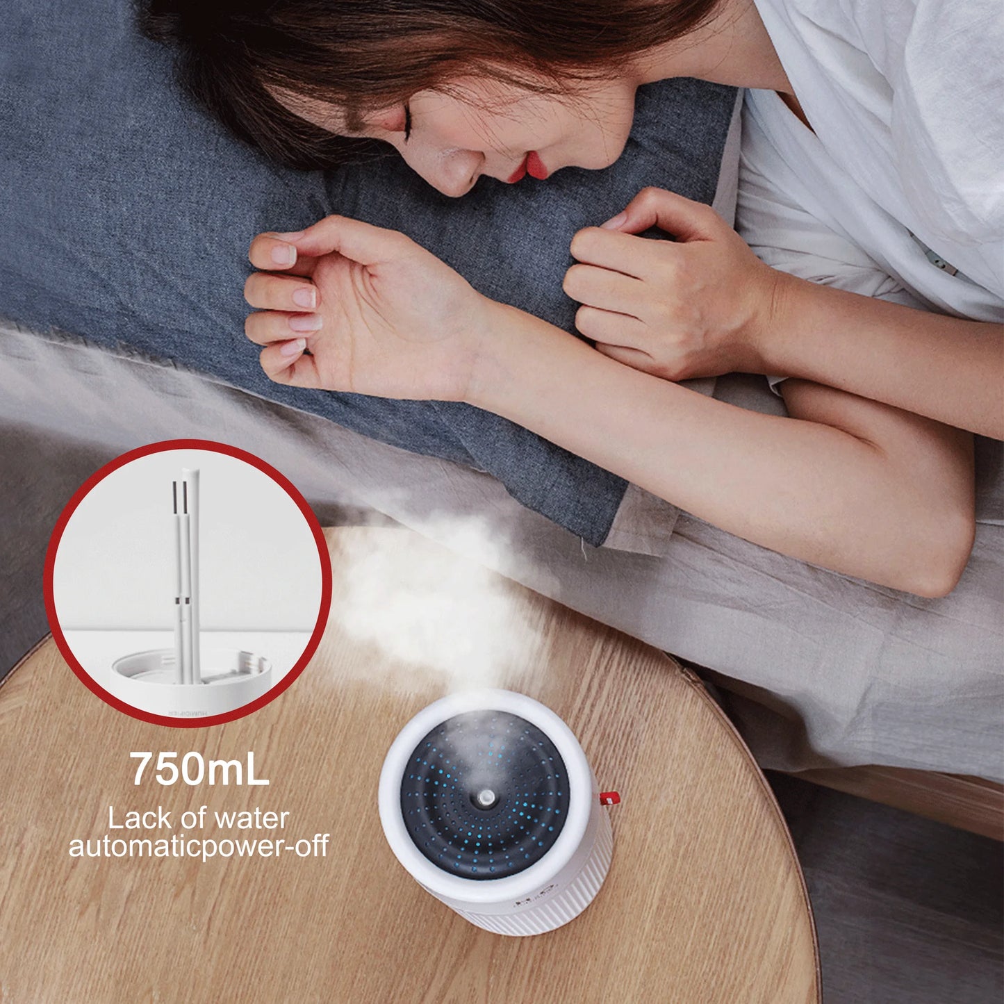 Adofi 750ML Humidifiers for Bedroom, Cool Mist Humidifiers, Quiet Ultrasonic Humidifiers Large Room, Humidifiers for Babies Nursery, Smart Sleep Mode, Auto Shut-Off Protection, 7 Color LED Light