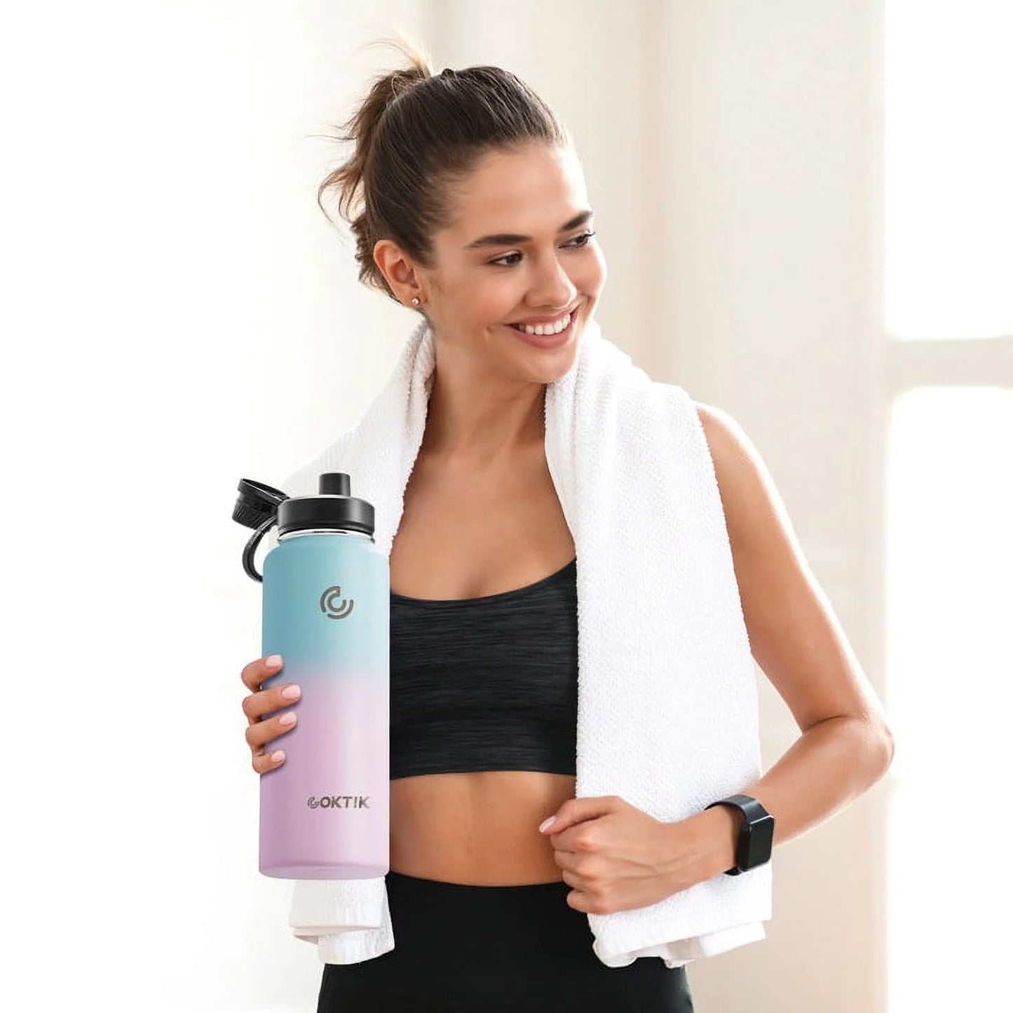 Insulated Stainless Steel Water Bottle with 3 Leak-Proof Lids,40 oz