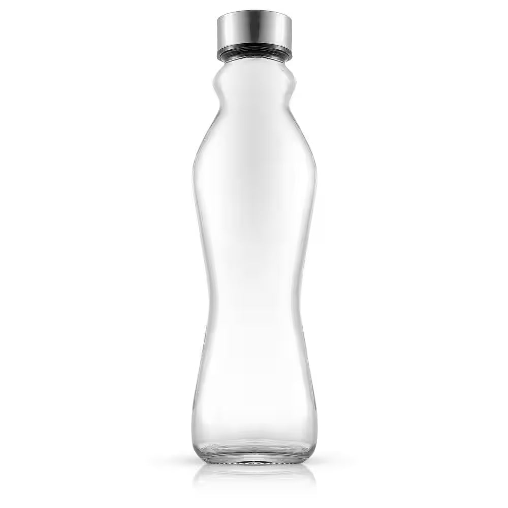Spring 18 Oz. Clear Glass Water Bottles with Stainless Steel Cap (Set of 6)