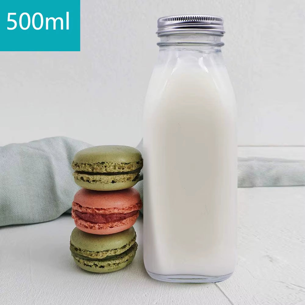 Glass Milk Bottles with Reusable Glass Bottles for Glassware and Drinkware Parties, Weddings, BBQ, Picnics