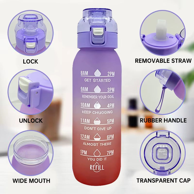 LUSQI 1L Gradient Scale Flavor Infuser Water Bottle with Two Scent Pods - Ideal for Travel, Sports, and Summer Hydration
