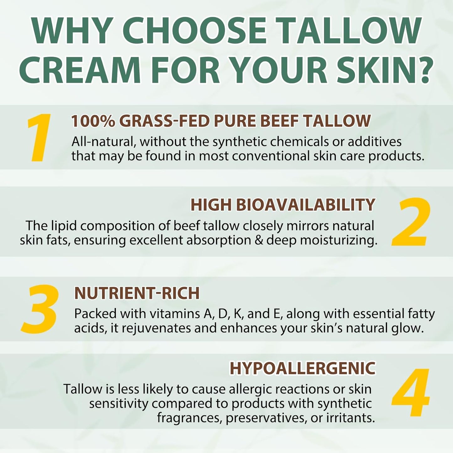 Beef Tallow for Skin - 100% Organic Beef Tallow - Whipped Beef Tallow with Honey - Organic Grass Fed Whipped Beef Tallow Face Cream for Soft, Smooth Skin - Handmade All-Natural Moisturizer