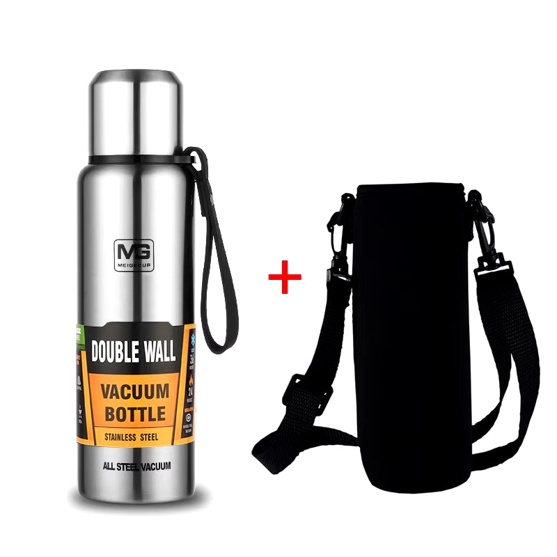 Large Capacity Stainless Steel Thermos Portable Vacuum Flask Insulated Tumbler with Rope Thermo Bottle 500/700/1000/1500Ml