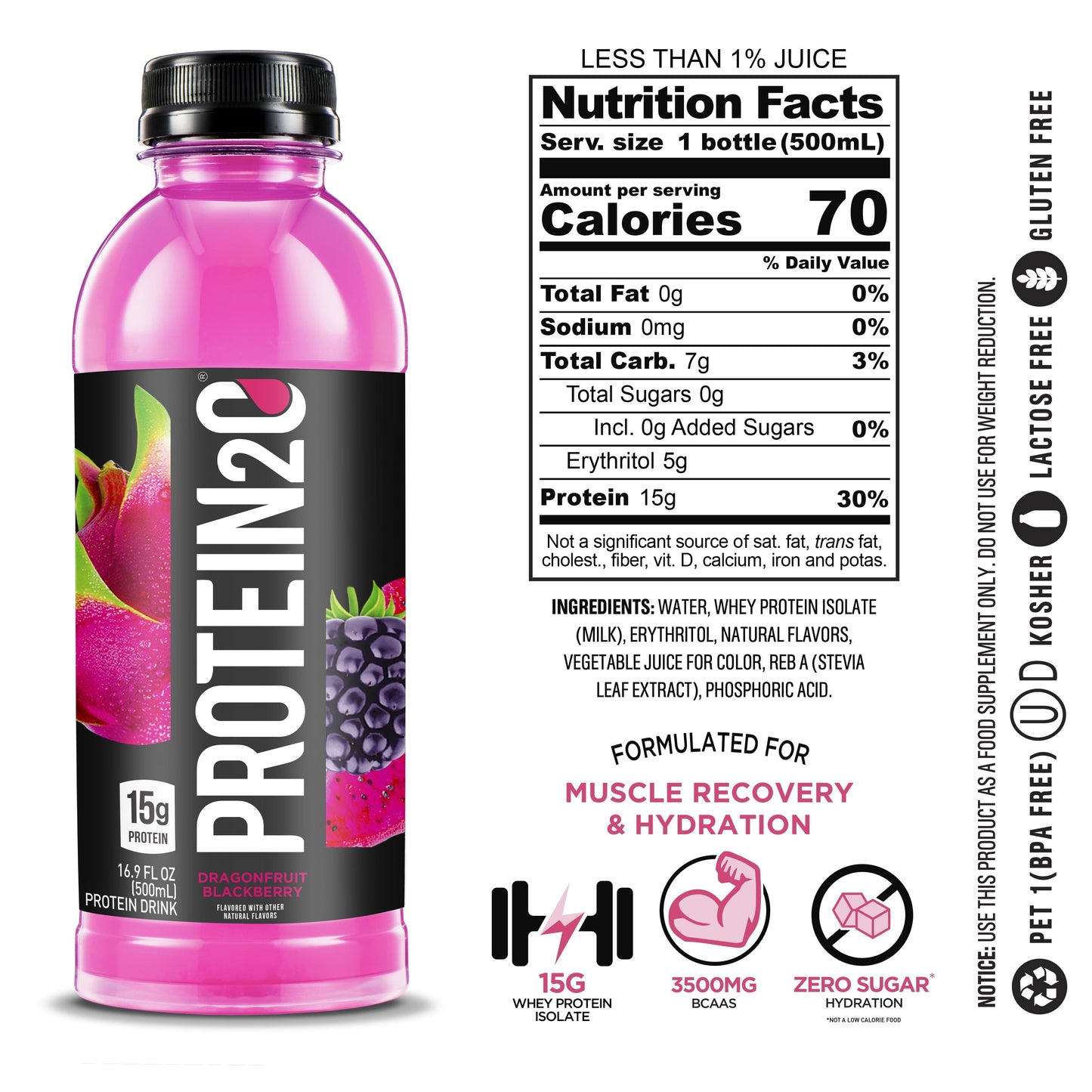 Whey Protein Infused Water Variety Pack - 15G Protein, 16.9 Fl Oz (Pack of 12)
