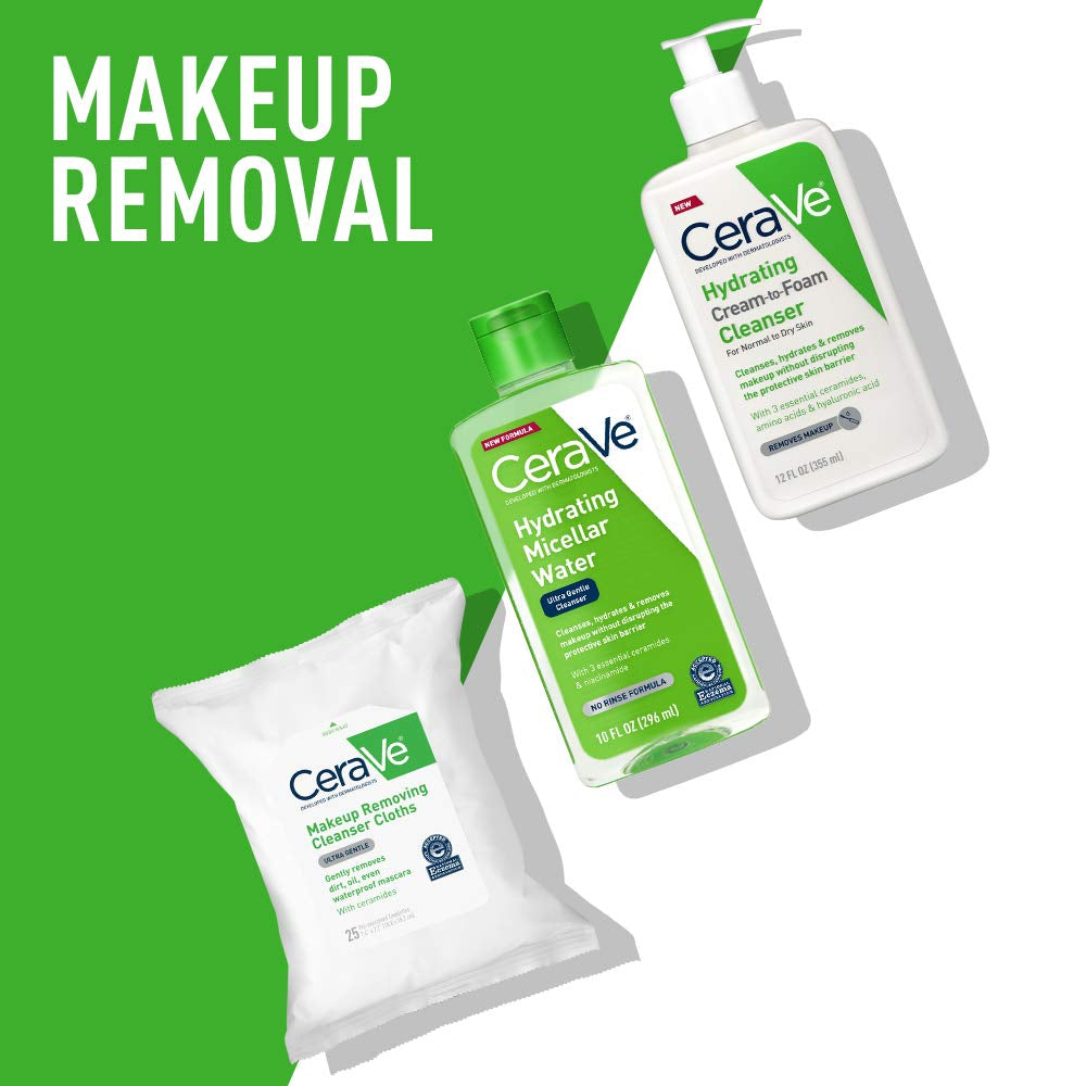 Cerave Micellar Water, New & Improved Formula, Hydrating Facial Cleanser & Eye Makeup Remover, Fragrance Free & Non-Irritating, 10 Fl. Oz