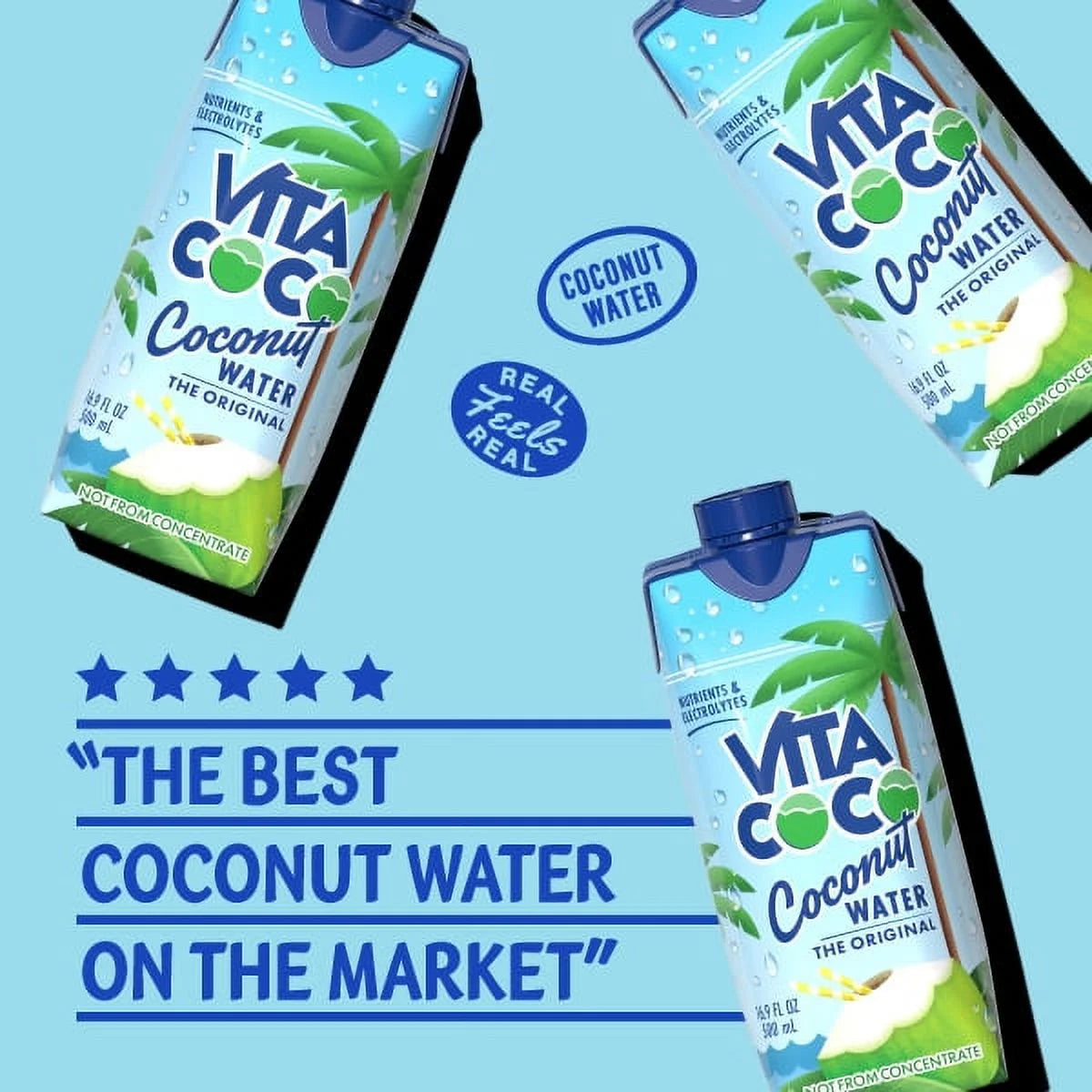 Vita Coco the Original Coconut Water, Nutrients & Electrolytes Rich, Pure, 16.9 Fl Oz Tetra, 4-Pack