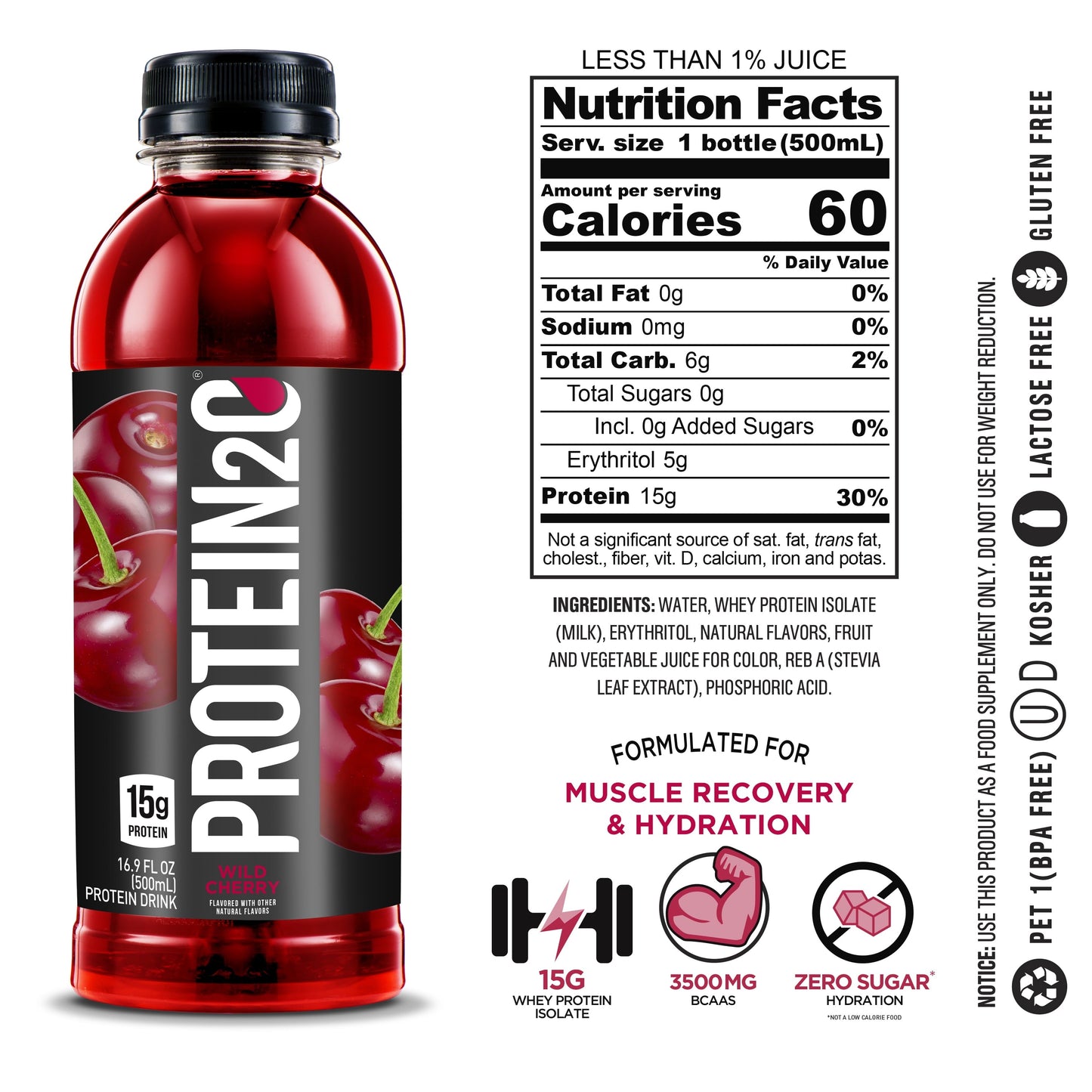 Whey Protein Infused Water Variety Pack - 15G Protein, 16.9 Fl Oz (Pack of 12)