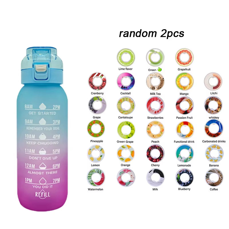LUSQI 1L Gradient Scale Flavor Infuser Water Bottle with Two Scent Pods - Ideal for Travel, Sports, and Summer Hydration