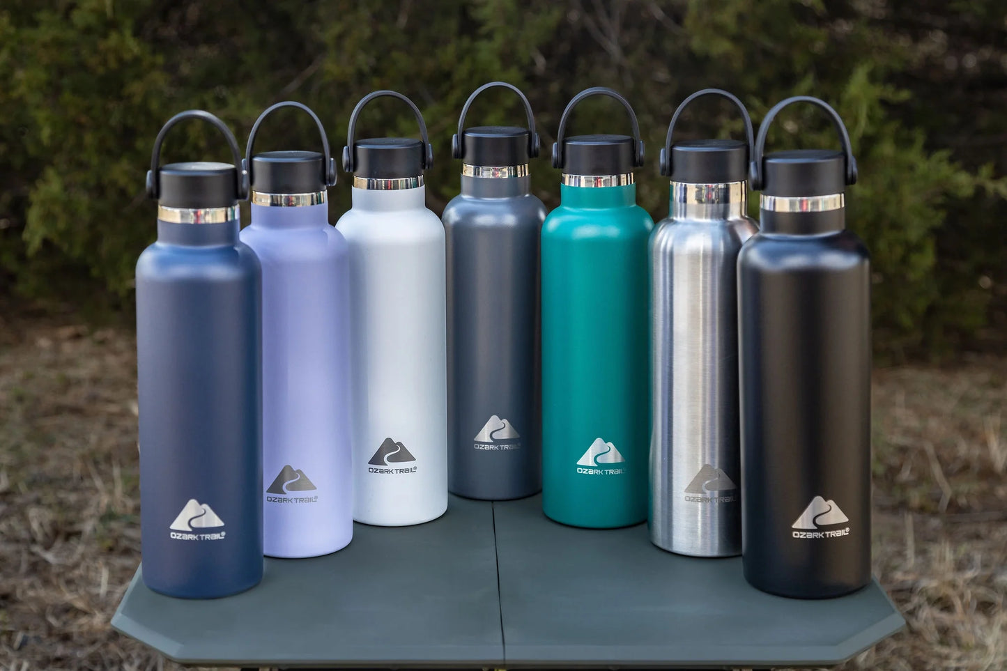 Ozark Trail 24 Oz Stainless Steel Water Bottle with Handle, Black