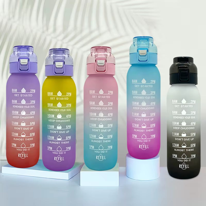 LUSQI 1L Gradient Scale Flavor Infuser Water Bottle with Two Scent Pods - Ideal for Travel, Sports, and Summer Hydration