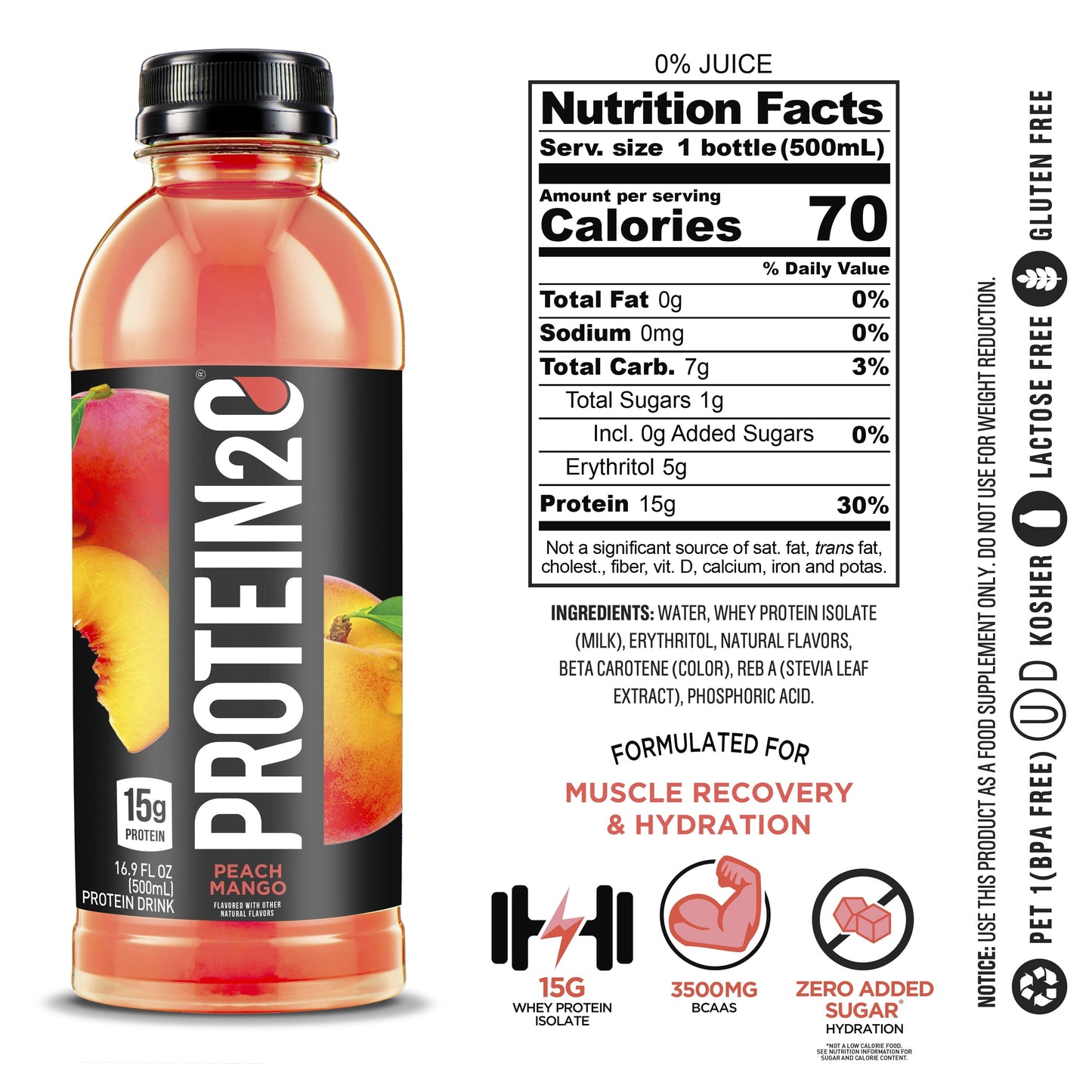 Whey Protein Infused Water Variety Pack - 15G Protein, 16.9 Fl Oz (Pack of 12)