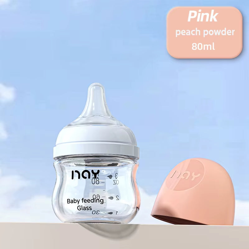 Glass Bottles Newborn Feeding Bottles 80ML/160ML Baby Bottle Anti-Flatulence Milk Feeding Bottles Infant BPA Free