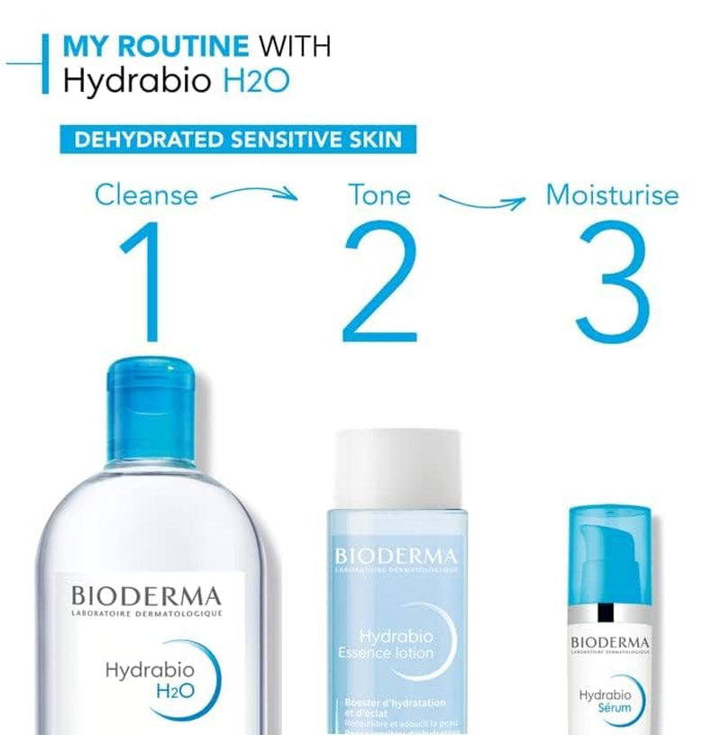 Bioderma - Hydrabio H2O Micellar Water - Face Cleanser and Makeup Remover - Micellar Cleansing Water for Dehydrated Sensitive Skin