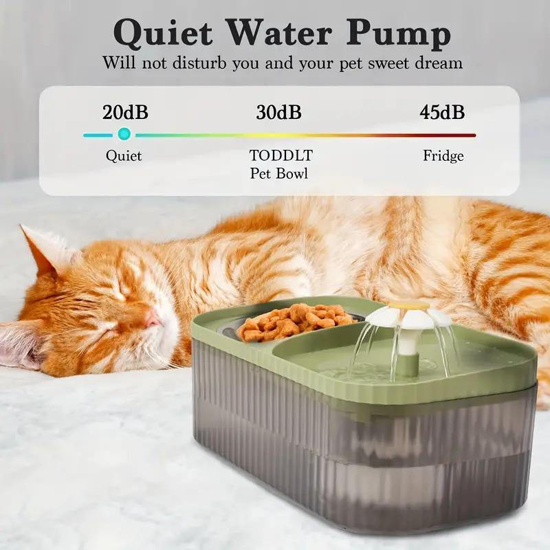 Automatic Water Fountain with Stainless Steel Food Bowl
