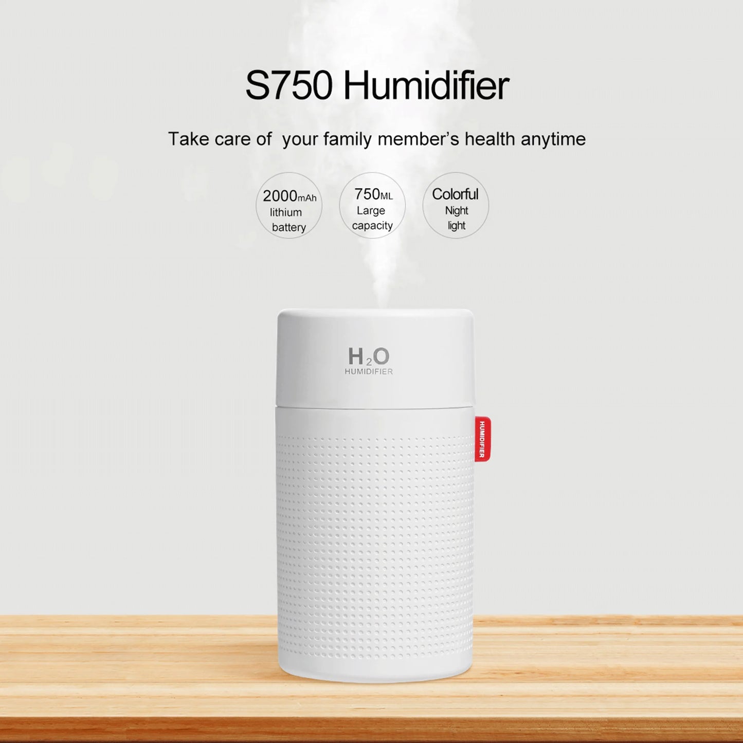 Adofi 750ML Humidifiers for Bedroom, Cool Mist Humidifiers, Quiet Ultrasonic Humidifiers Large Room, Humidifiers for Babies Nursery, Smart Sleep Mode, Auto Shut-Off Protection, 7 Color LED Light
