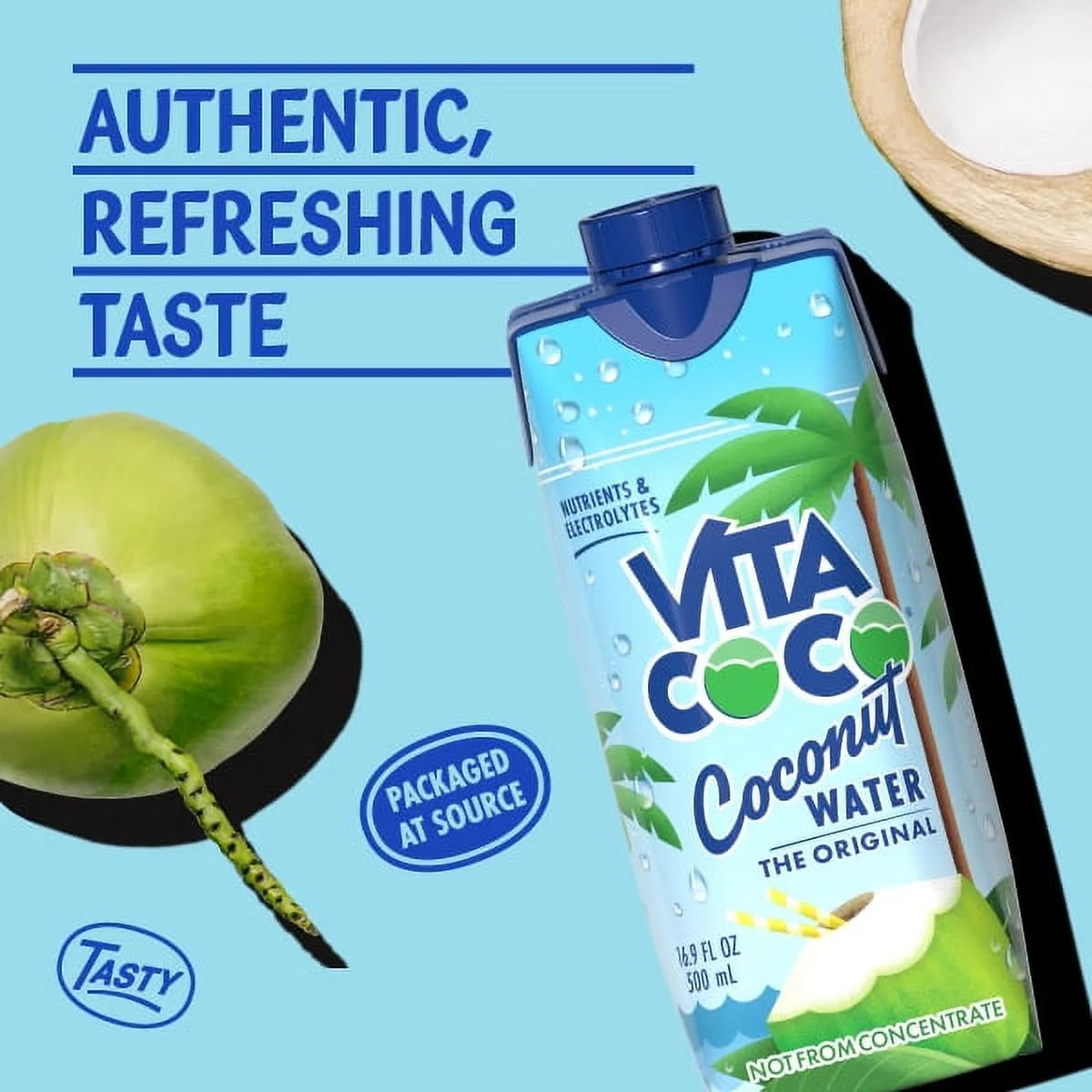 Vita Coco the Original Coconut Water, Nutrients & Electrolytes Rich, Pure, 16.9 Fl Oz Tetra, 4-Pack