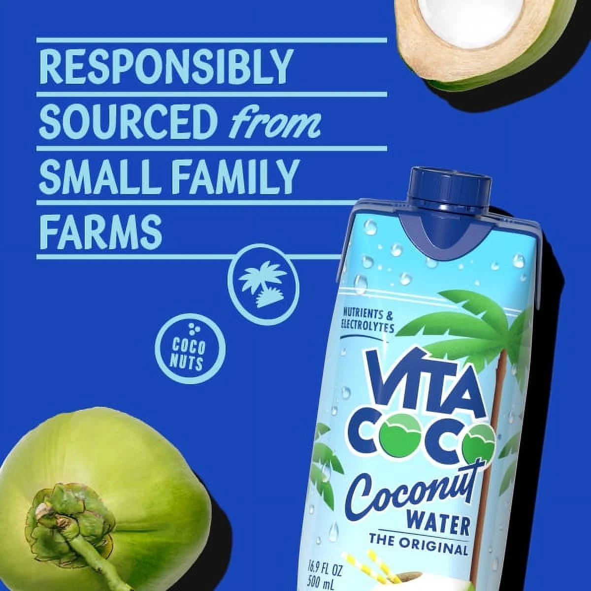 Vita Coco the Original Coconut Water, Nutrients & Electrolytes Rich, Pure, 16.9 Fl Oz Tetra, 4-Pack