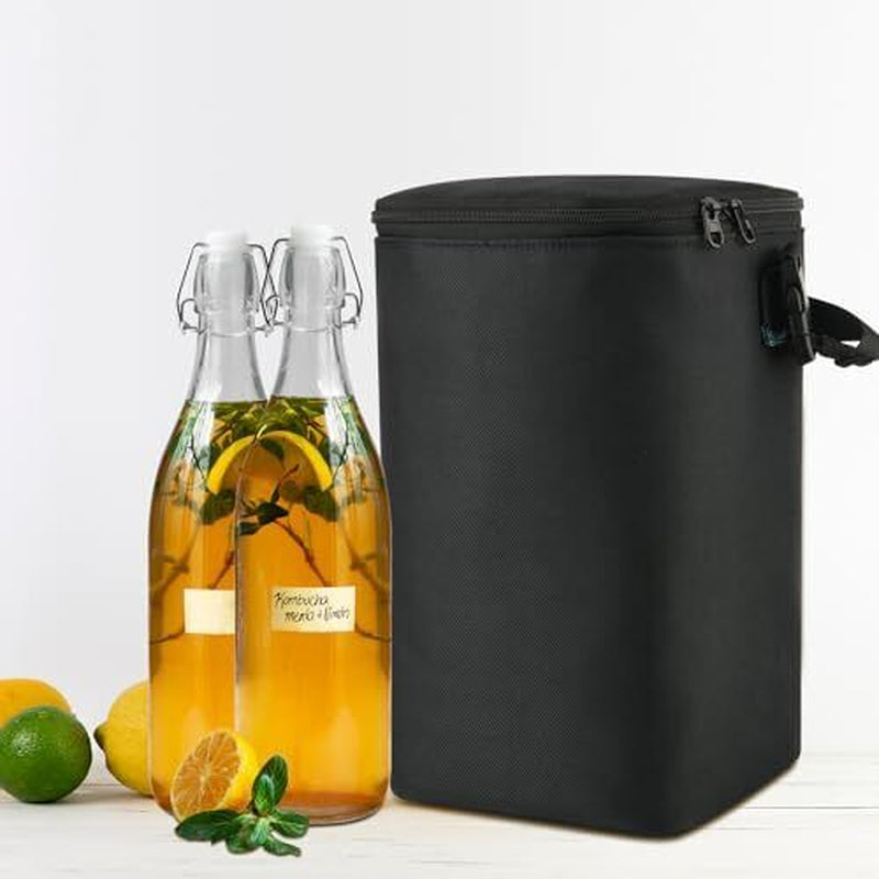 Beautyflier Flip Top Glass Bottles Carrying Bag, Hold 4 Bottles 16Oz/500Ml
