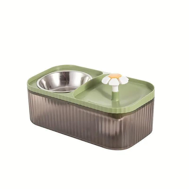 Automatic Water Fountain with Stainless Steel Food Bowl
