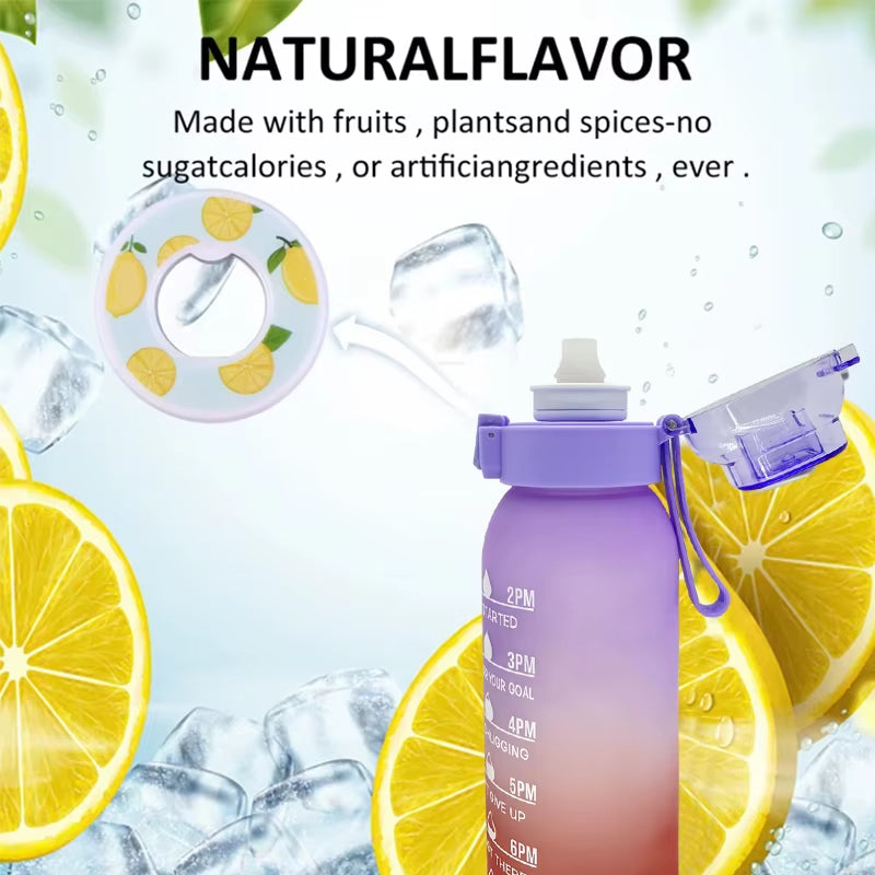 LUSQI 1L Gradient Scale Flavor Infuser Water Bottle with Two Scent Pods - Ideal for Travel, Sports, and Summer Hydration