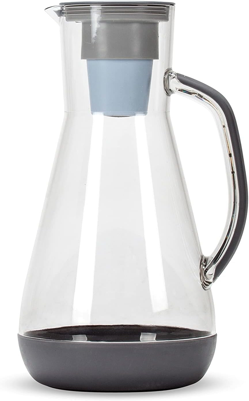 Hydros 64-Ounce Water Filter Pitcher with Patented Fast Flo Technology, 60-Second Quick Fill, BPA-Free Recyclable Filter, Eight-Cup Capacity, Grey