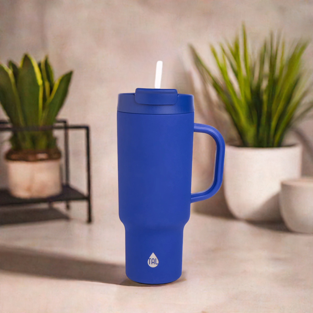 40 Fl Oz Electric Blue Stainless Steel Hudson Tumbler with Straw