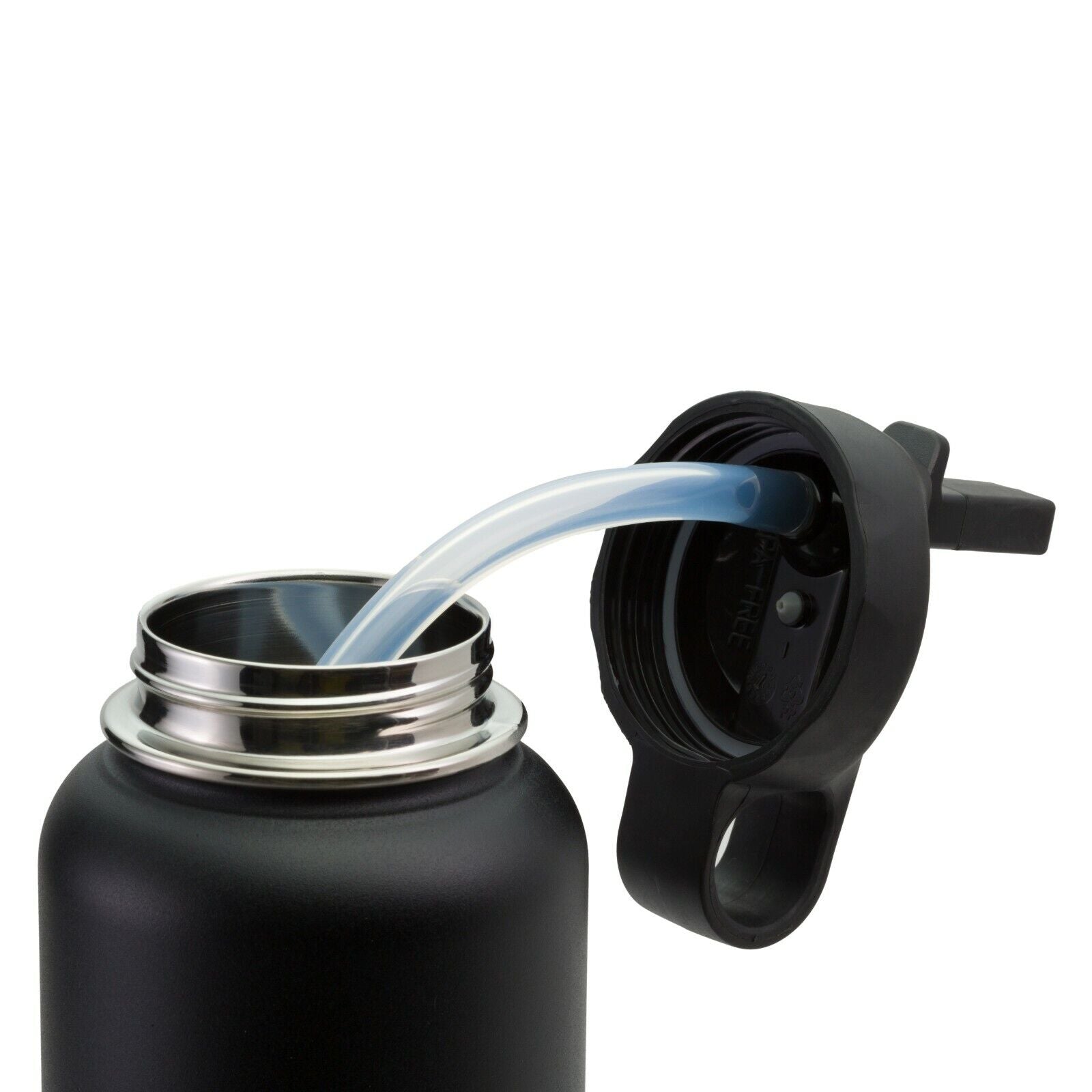Wide Mouth Flip Straw Lid with Paracord Handle and Silicone Straw for Hydro Flask