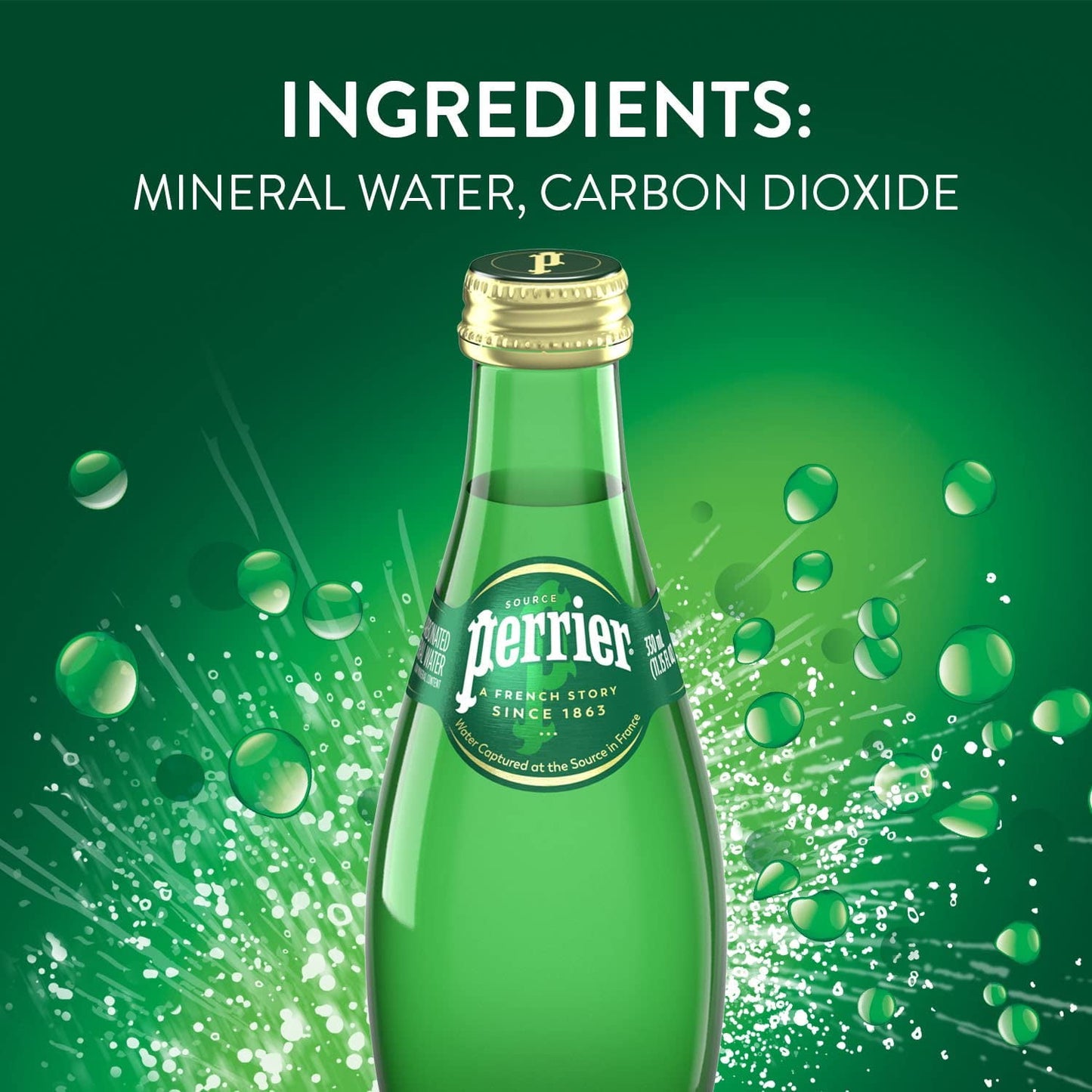 Perrier Sparkling Natural Mineral Water, 11 Oz Glass Bottles - (Pack of 12) - (Total of 132 Fl Oz)