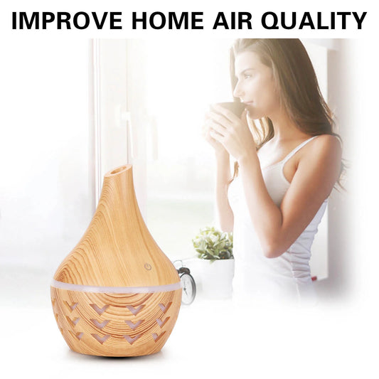 Jilgteok Wood Grain Essential Oil Diffuser Humidifier for Home Decor Indoor and Outdoor