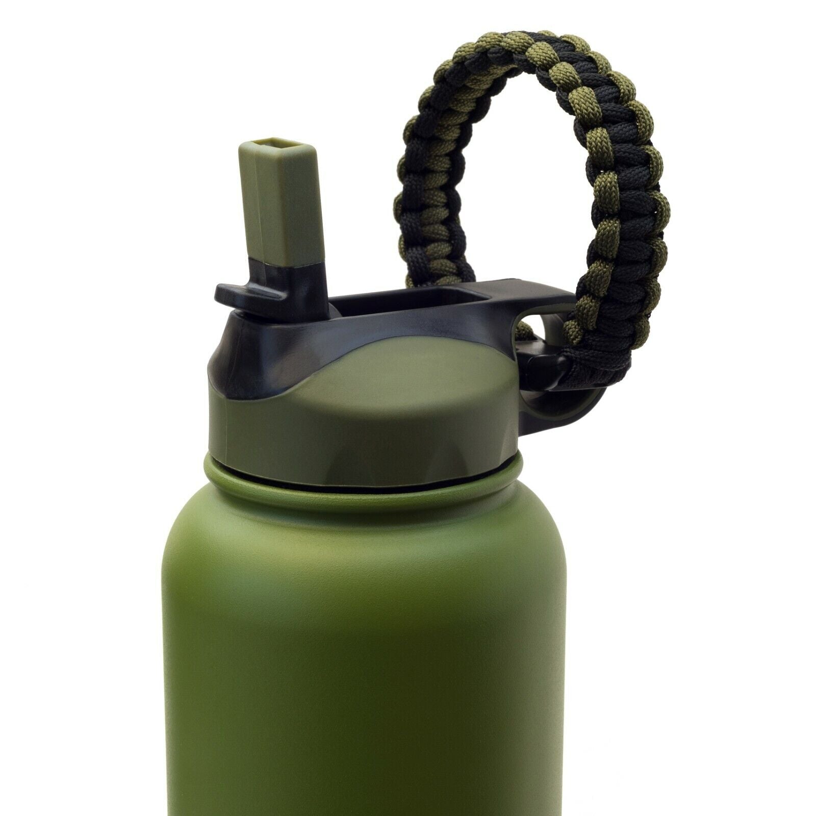 Wide Mouth Flip Straw Lid with Paracord Handle and Silicone Straw for Hydro Flask