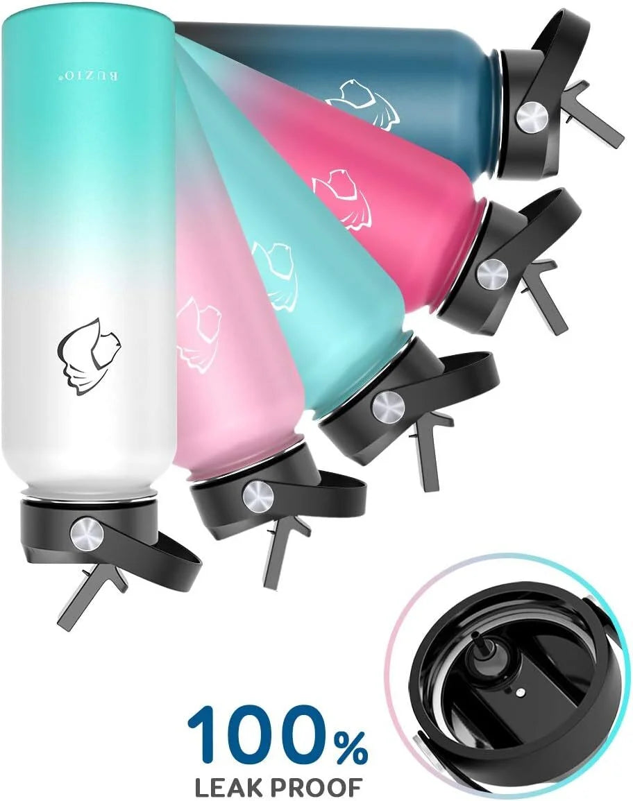 40 Oz Insulated Stainless Steel Water Bottle with Straw Lid and Flex Cap, Double Wall Vacuum Flask for Outdoor Sports and Travel