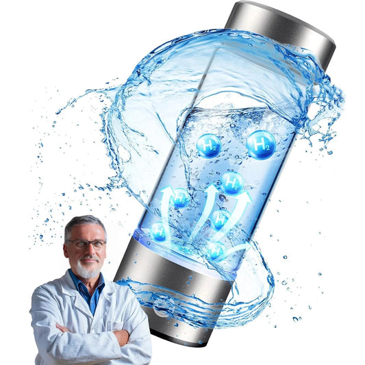 Portable Hydrogen Water Ionizer - Rechargeable Hydrogen Water Generator for Home and Travel - Silver