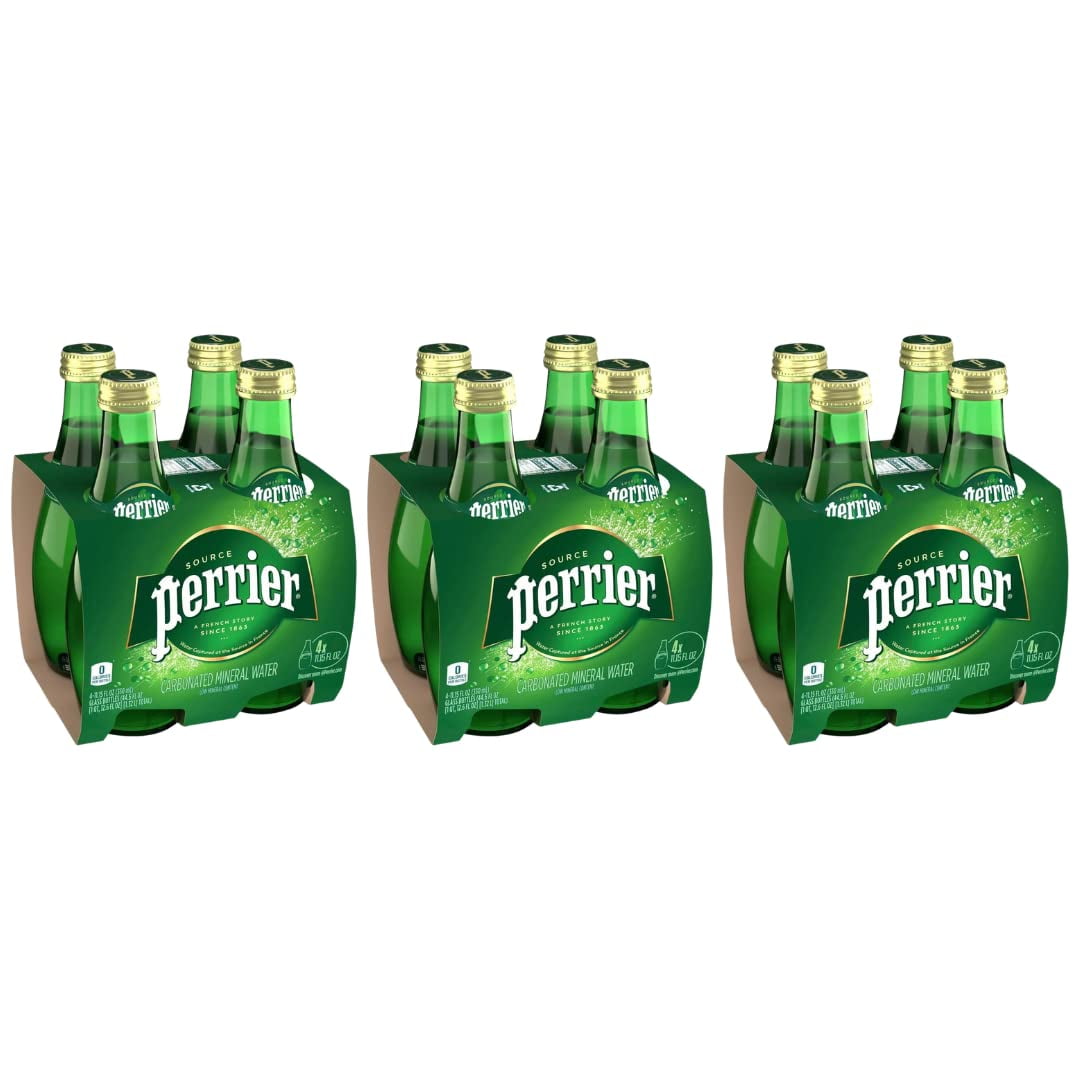 Perrier Sparkling Natural Mineral Water, 11 Oz Glass Bottles - (Pack of 12) - (Total of 132 Fl Oz)