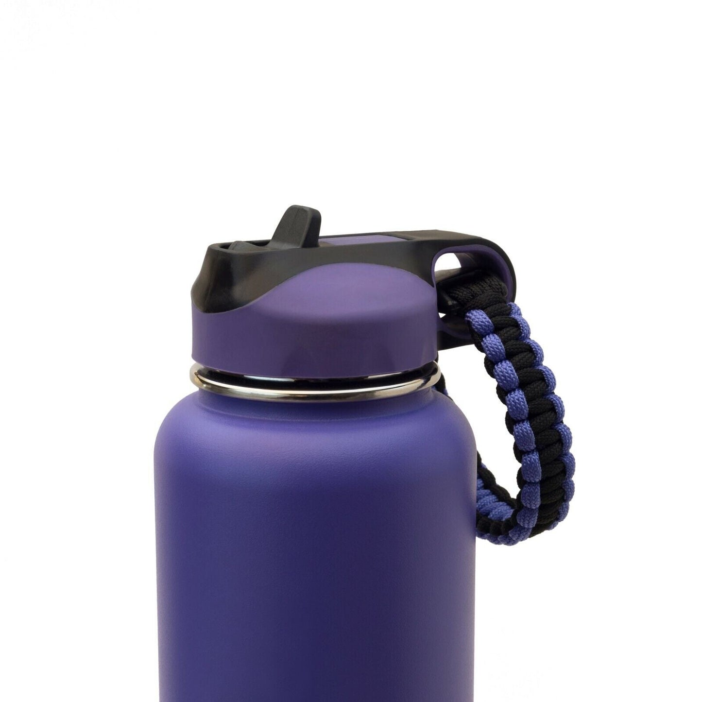 Wide Mouth Flip Straw Lid with Paracord Handle and Silicone Straw for Hydro Flask