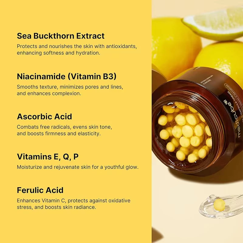 Deep Vita C Capsule Cream,Collagen Niacinamide Vitamin C Face Moisturizer anti Wrinkle Gel,Firming Repairing Skin Care,Fade Spot
