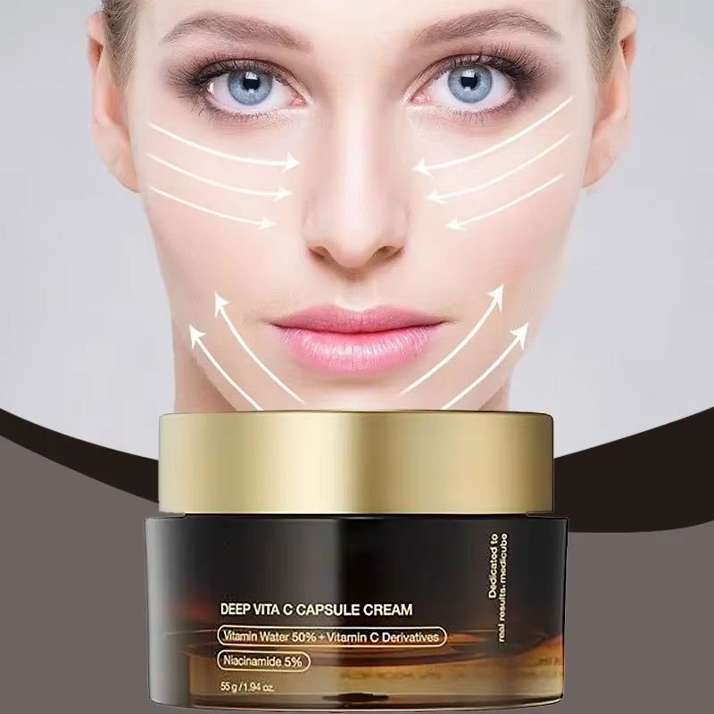 Deep Vita C Capsule Cream,Collagen Niacinamide Vitamin C Face Moisturizer anti Wrinkle Gel,Firming Repairing Skin Care,Fade Spot