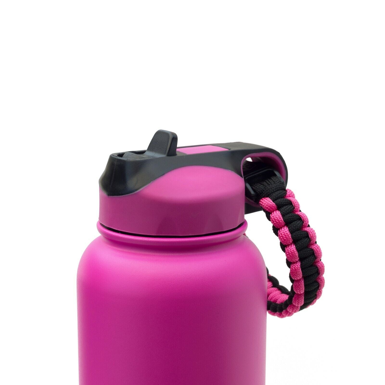 Wide Mouth Flip Straw Lid with Paracord Handle and Silicone Straw for Hydro Flask