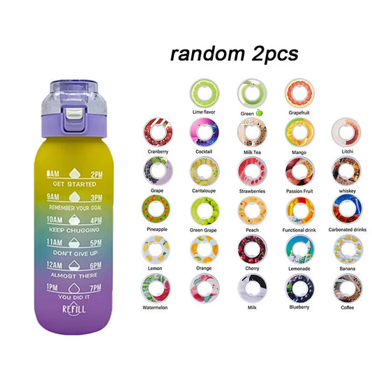 LUSQI 1L Gradient Scale Flavor Infuser Water Bottle with Two Scent Pods - Ideal for Travel, Sports, and Summer Hydration