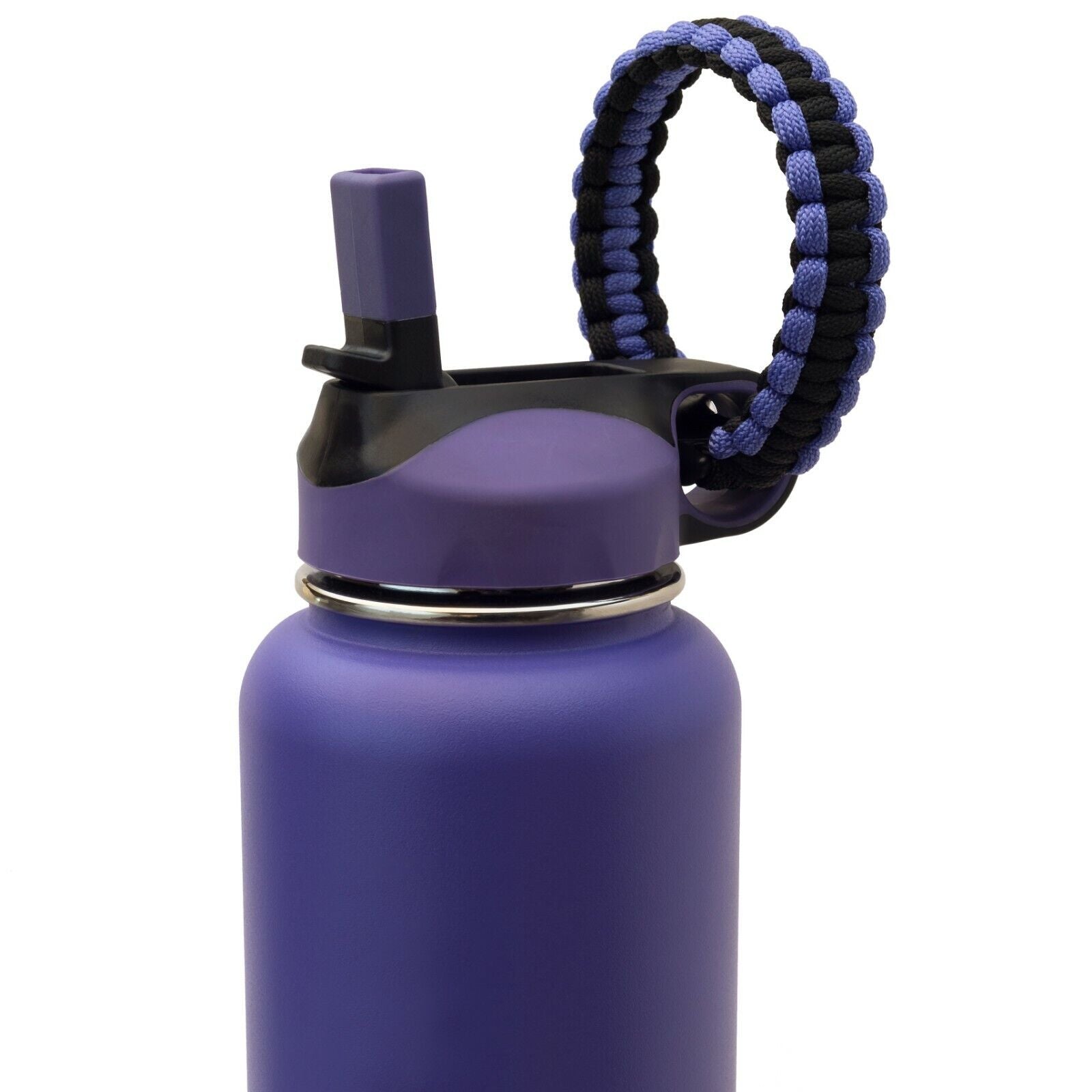 Wide Mouth Flip Straw Lid with Paracord Handle and Silicone Straw for Hydro Flask