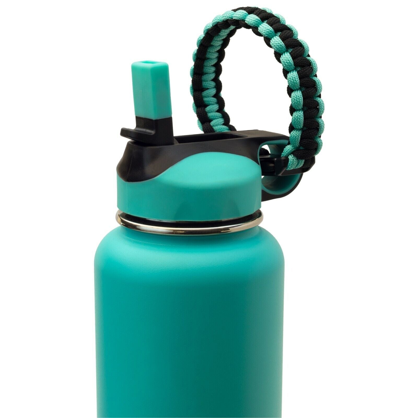 Wide Mouth Flip Straw Lid with Paracord Handle and Silicone Straw for Hydro Flask