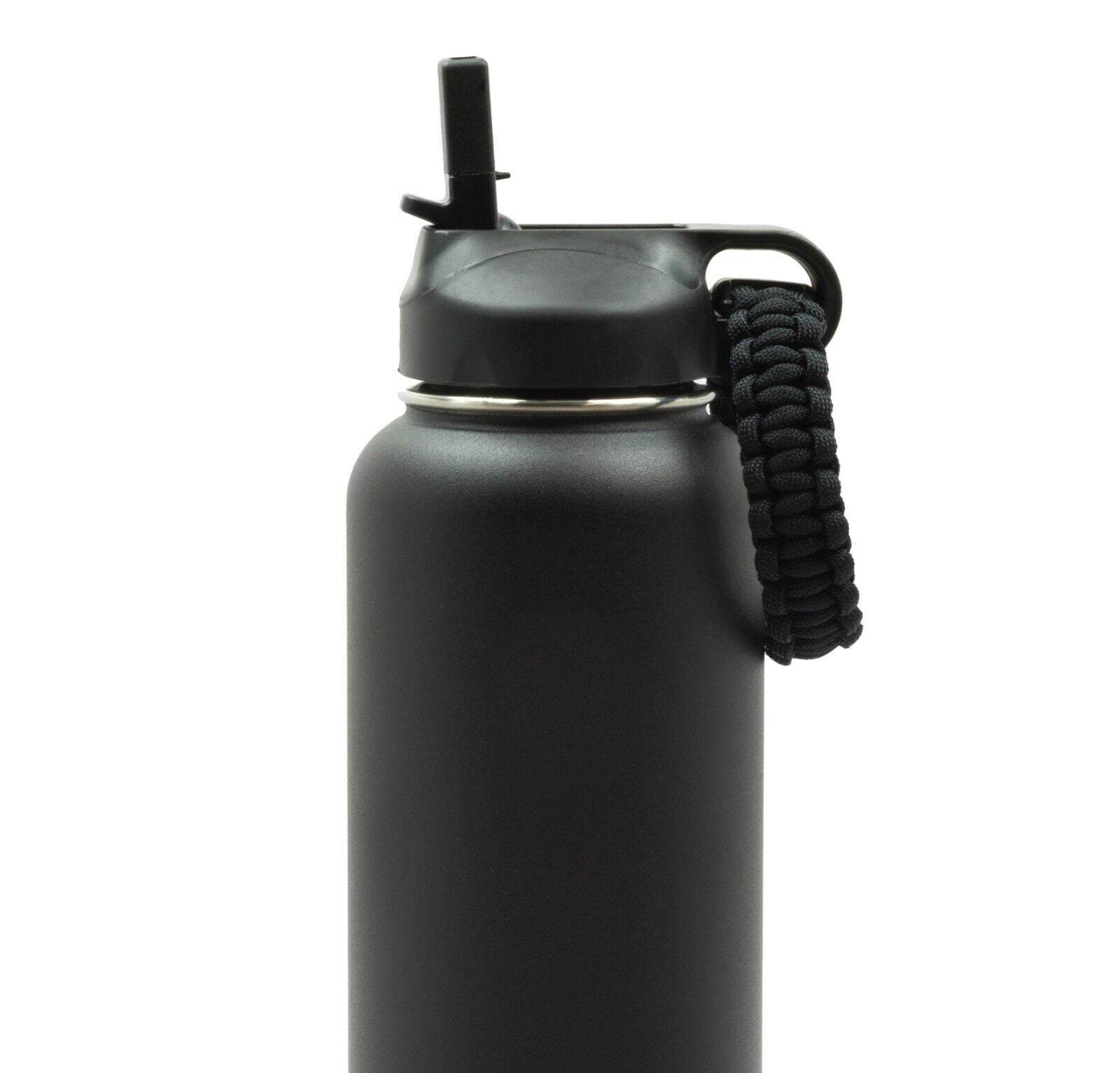 Wide Mouth Flip Straw Lid with Paracord Handle and Silicone Straw for Hydro Flask