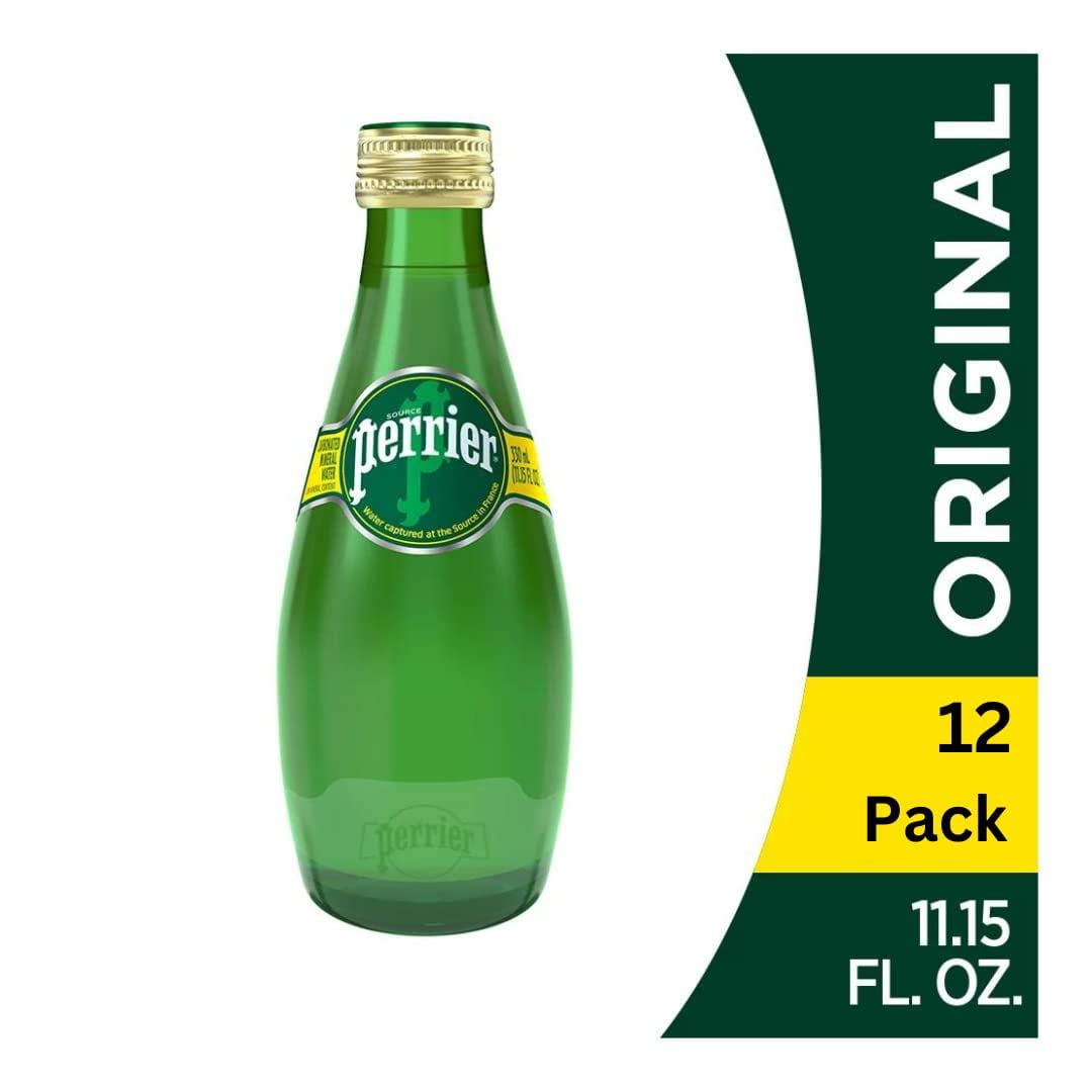 Perrier Sparkling Natural Mineral Water, 11 Oz Glass Bottles - (Pack of 12) - (Total of 132 Fl Oz)