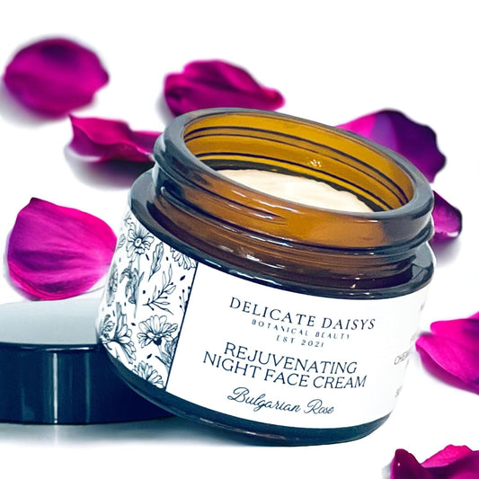 Anti-Aging Rejuvenating Night Face Cream with Shea Butter, Cocoa Butter, Bulgarian Rose Oil & Vitamin E - 1.69 Fl Oz - Natural, Organic, Vegan & Cruelty-Free