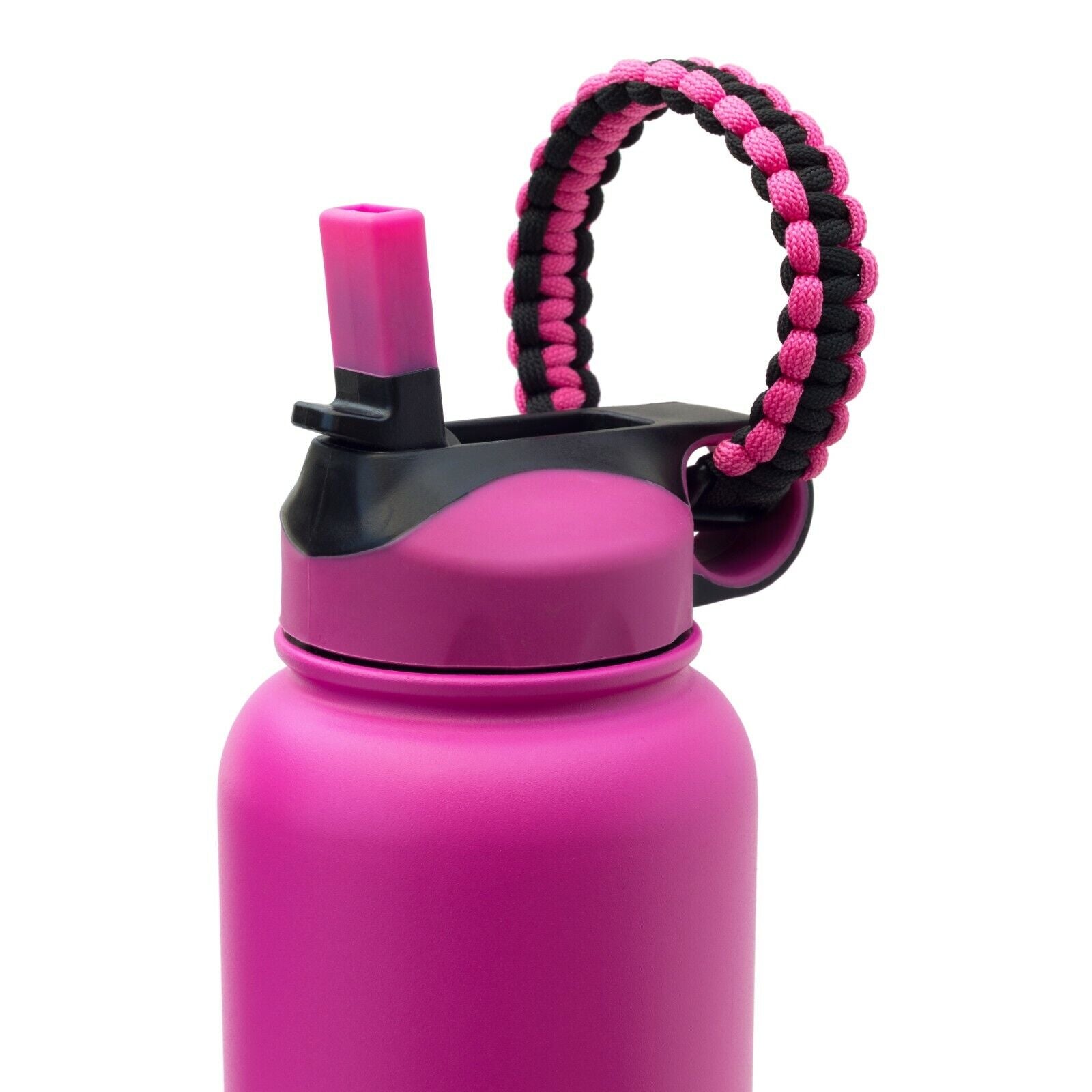 Wide Mouth Flip Straw Lid with Paracord Handle and Silicone Straw for Hydro Flask