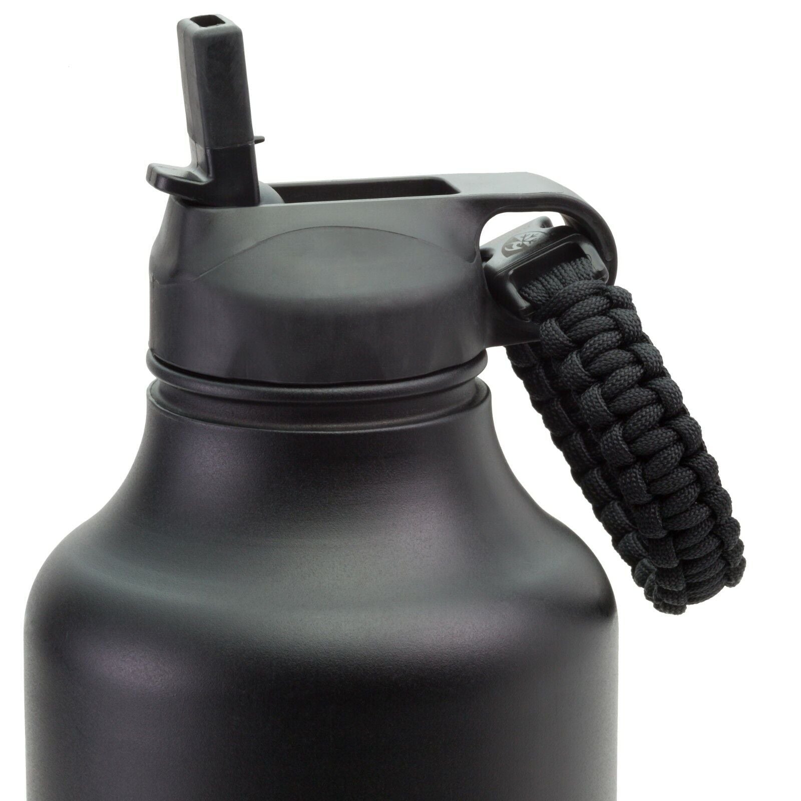 Wide Mouth Flip Straw Lid with Paracord Handle and Silicone Straw for Hydro Flask