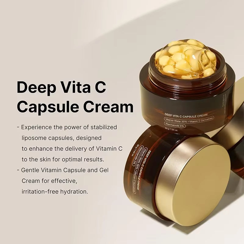 Deep Vita C Capsule Cream,Collagen Niacinamide Vitamin C Face Moisturizer anti Wrinkle Gel,Firming Repairing Skin Care,Fade Spot