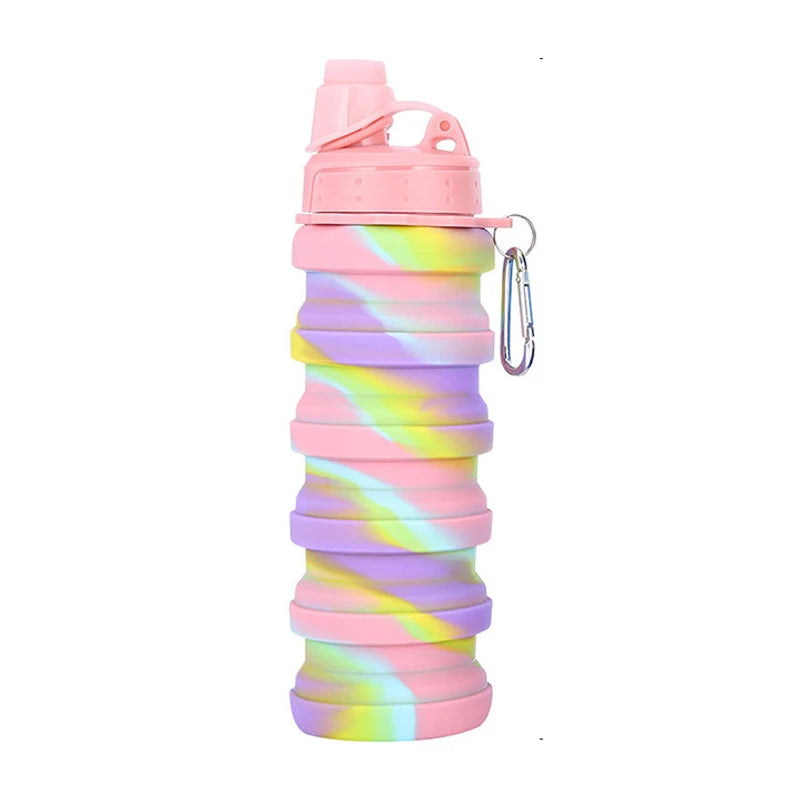 Silicone Collapsible Water Bottles Foldable Sports Cups with Buckle Portable Outdoor Travel Leak Proof Sport Bottles