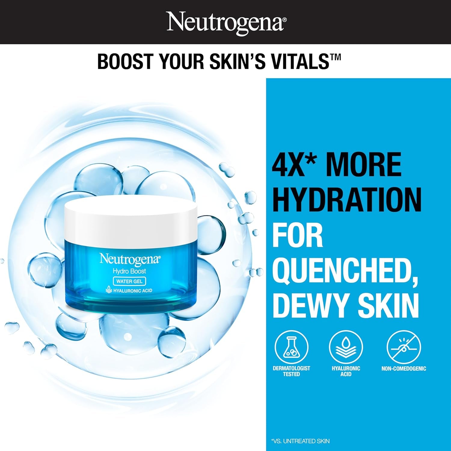Neutrogena Hydro Boost Water Gel Daily Facial Moisturizer with Hyaluronic Acid, 1.7 Fl. Oz, Hydro Boost Hydrating Facial Cleansing Gel with Hyaluronic Acid, 2 Oz, Travel Size